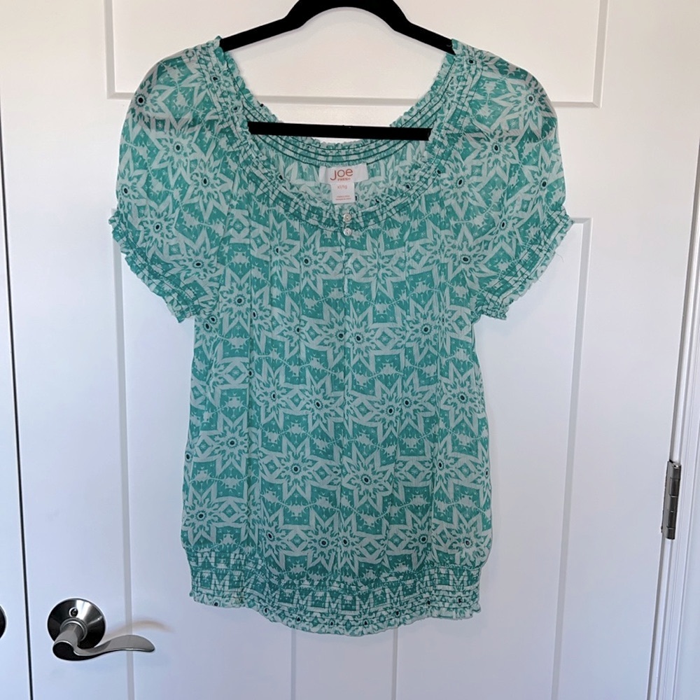 Star Pattern Sheer Smock Blouse